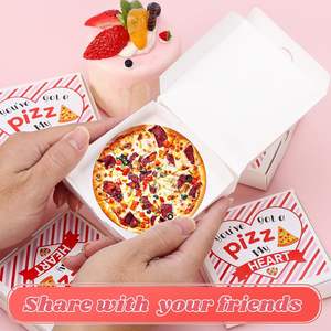 Boîtes à mini-pizzas rouges et blanches pour la Saint-Valentin, boîtes à pizzas blanches avec autocollants pour les cadeaux de fête de Noël, DIY - Product Image 2