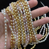 Perles de verre de riz premium 3x6mm, blanc beige, haute brillance, forme ovale petite, avec noyau lesté, pour superposition délicate, bijoux DIY et art