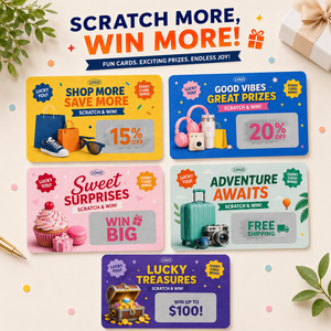 Factory Custom Retail Shop Promotion Scratch <b>Cards</b> Secure Opaque Shopping Thank You Scratch Off Win Reward <b>Card</b> with Custom Logo - Product Image 5