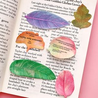 Papeterie Kawaii, bloc-notes adhésif en forme de feuille de plante naturelle, planificateur de bureau, autocollants décoratifs, fournitures scolaires, autocollants adhésifs