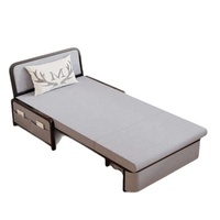 Sofá Cama Convertible de Tela Gris con Bolsillos Laterales de Almacenamiento, Plegable, Minimalista, con Dos Almohadas, para Espacios Pequeños, Muebles de Sala de Estar