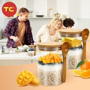 Contenitore per <span class=keywords><strong>Zucchero</strong></span> in Vetro con Cucchiaio da 500 ml Barattoli in Vetro con Coperchio <span class=keywords><strong>e</strong></span> Cucchiaio in Bambù <span class=keywords><strong>Contenitori</strong></span> per la Conservazione di Chicchi di Caffè - Product Image 6