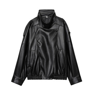 Chaqueta de piel sintética de lichi estilo europeo-americano para <span class=keywords><strong>mujer</strong></span>, nueva colección de otoño 2025, en stock para comercio exterior transfronterizo de la empresa. - Product Image 4