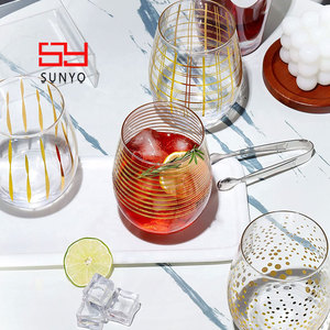SUNYO HGCH Juego de 4 Copas de Vino sin Tallo con Puntos Dorados, Copas Grandes para Beber, Ideales para Bodas, Fiestas y el Hogar - Product Image 6