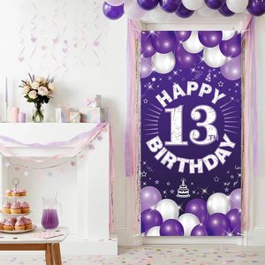 Decorazioni per <span class=keywords><strong>il</strong></span> <span class=keywords><strong>13</strong></span>° Compleanno, Striscione per Porta, Banner Viola per Ragazze, Sfondo per Festa di Compleanno <span class=keywords><strong>13</strong></span> Anni, Insegna da Giardino Stile Banner per Porta - Product Image 2