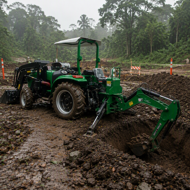 4-Wheel Drive Tractor Backhoe Loader Mini 4x4 Compact Tractor Diesel Earth-moving Loader With Bucket and Backhoe