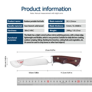 Cuchillo Portátil Multifuncional de Acero Inoxidable para Exteriores, Cuchillo para Carne y Frutas con Mango de Madera, Personalizable OEM - Product Image 6