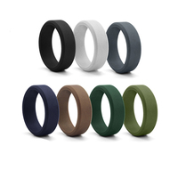 Lot de bagues de mariage plates en silicone QALO pour hommes – Respirantes, durables, multi-packs, multi-couleurs