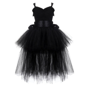 Robe de princesse en tulle pour enfant, longue traîne, costume de cosplay noir maléfique pour Halloween, idéal pour les spectacles - Nouvelle collection en promotion - Product Image 3