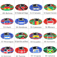Bracelets de survie en paracorde avec drapeaux de 287 pays : Porto Rico, Brésil, Allemagne, Arabie Saoudite, Australie, Haïti