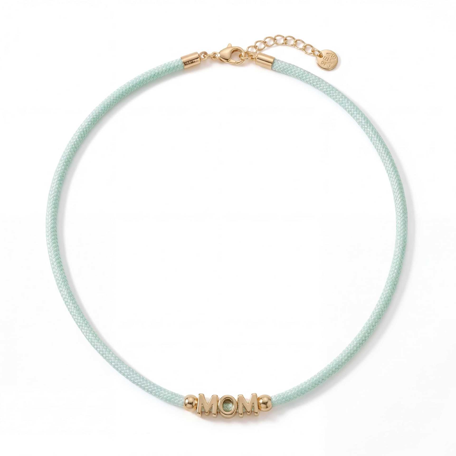 Mint green woven mom necklace