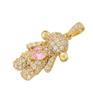 Jinyuan 13*28mm Pendentif en or 18 carats avec cœur en zircon cubique coloré pour garçon et fille - Product Image 5