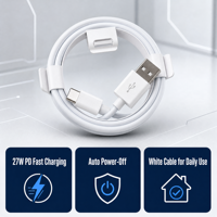 Kabel Pengisian Cepat 27W PD 3A USB-A ke Type-C (iOS) dengan Jaket Nilon Kepang 1m-2m Garansi 12 Bulan untuk Smartphone & iPad
