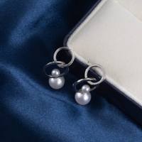 Boucles d'oreilles à double anneau en perles d'eau douce, non serties, en argent S925