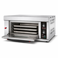 Oven Roti Listrik Komersial Satu Dek 1/2/3 Loyang Baja Anti Karat untuk Pizza dan Roti