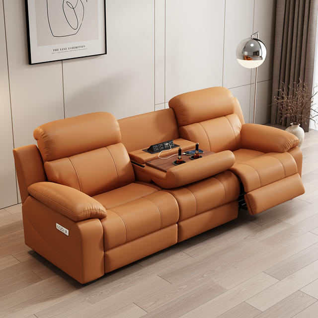 Wholesale Modern Power Reclining Sofa PU Home Theater Reclinger Couch USB Charging & Cup Holders for Living Room Furniture