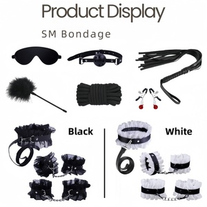 Ensemble <span class=keywords><strong>de</strong></span> jouets sexuels SM, dentelle <span class=keywords><strong>de</strong></span> bondage, accessoires d'entraînement pour femme esclave, menottes, attaches pour les pieds, bouchon buccal, jouets pour adultes - Product Image 3