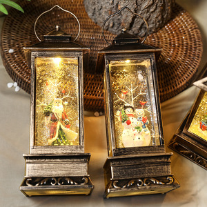 Lanterne de Noël en résine avec boîte à musique, Père Noël et bonhomme de neige, décoration de table, cadeau de Noël, ornement, dropshipping Shopify - Product Image 4