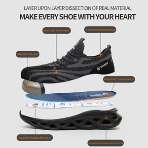 Men's Industrial <strong>Work</strong> Safety Shoes Casual <strong>Trainer</strong> with Steel Toe &amp; Non-slip Fly Knit Protective for Factory Use TPU Insole - Product Image 3