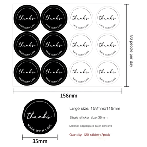 Autocollants adhésifs ronds noirs et blancs pour scellage, emballage de café, lait, thé, personnalisés, imperméables, fabriqués sur mesure - Product Image 2