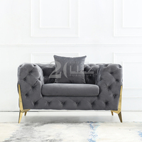 Muebles de ocio modernos, conjunto de sofá de terciopelo gris, novedad, venta al por mayor