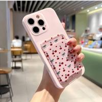 Coque de téléphone portable Fashion Cherry Momen pour iPhone 16 Plus 15 17 Pro Max, coque en silicone Candy avec porte-cartes