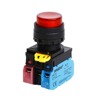 HABOO 22mm Bouton Poussoir Momentané Autobloquant Bouton d'Alimentation Rouge Vert Bleu Jaune 12V 24V 220V Étanche IP65
