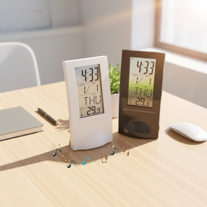Reloj Despertador Digital Vertical de Escritorio con Logotipo Personalizado, Termómetro, Pantalla LCD Transparente, Calendarios para Regalo Promocional - Product Image 1