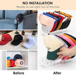 Soporte acrílico para sombrero, organizador de exhibición de gorra de béisbol sin instalar, paquete de 2, capacidad para 14 gorras transparentes para armario, dormitorio, tocador, almacenamiento de alimentos - Product Image 3