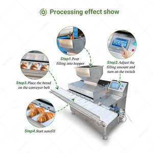 เครื่องเติมครีม Eclair อัตโนมัติแบบสแตนเลสสำหรับบรรจุเบเกอรี่ม้วนช็อกโกแลตขนมปังปิ้งขนมปังครัวซองต์ - Product Image 4