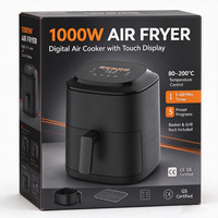 ANBOLIFE OEM Friteuse à air compacte 1000W 2L sans PFAS, boîtier en plastique, revêtement antiadhésif, contrôle numérique, pour la maison, directement de l'usine