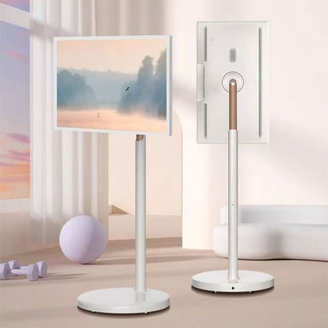 27inch Smart Rotating Movable HDTV 1080p Full HD Live Streamer Android 10 LED-Backlit White Wi-Fi Enabled Portable TV