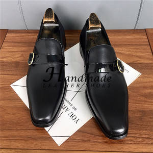 Chaussures en cuir faites à la main, mocassins formels en cuir véritable, chaussures de créateur à la mode pour jeunes, chaussures de costume pour hommes - Product Image 6