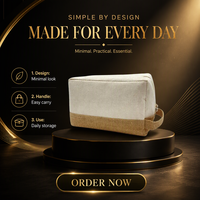 Pochette cosmétique en toile de coton naturel et en jute de grande capacité pour femmes, sac à fermeture éclair avec logo personnalisé pour la peinture et la personnalisation