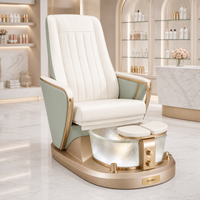 Fauteuil de bain de pieds inclinable de luxe avec cuvette en verre et revêtement personnalisé pour salon de beauté