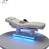 Table de traitement électrique hydraulique chauffante pour salon de beauté moderne, avec surmatelas en cuir véritable et mousse à mémoire de forme, pour massages faciaux et spa