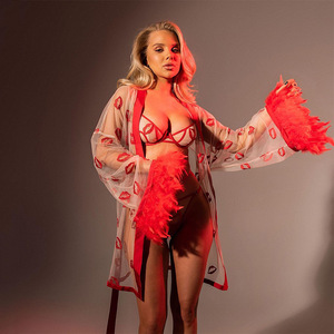 Lencerí<span class=keywords><strong>a</strong></span> Erótica de Alta Gama YILIMI, Ropa Interior Roja Transparente con Bordado de Encaje, Camisón Sexy para Mujer, Tejido Ligero con Control de Figura - Product Image 4