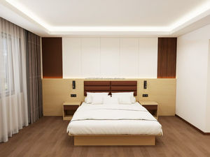 Ensemble de meubles de chambre à coucher pour hôtel 3 étoiles, personnalisable, moderne, durable, économique, avec lit king size, armoire, mini bar et télévision - Product Image 2