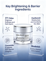 Crème de nuit pour le visage OEM 0,2% 377 Correcteur de taches brunes Éclaircissant pour la peau Sans alcool Sans cruauté Animale Céramide Panthénol Bisabolol