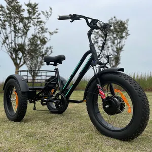 De gros bafang vélo cargo-Tricycle électrique à 3 roues larges, 500W 750 W, bicyclette avec pneus larges, entrepôt des états-unis, livraison gratuite