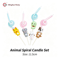 Minghui Party Spiralförmige Geburtstagskerze 11,5cm Niedliche Tierkreiszeichen Tortendekoration Kerze für Kindergeburtstag Partydekoration