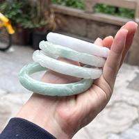 Bracelets en Jade sculpté de haute qualité, fait main, véritable Myanmar, blanc, pour adultes
