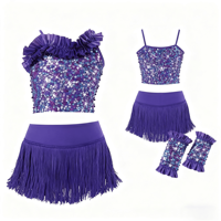 Vennystyle Nouvelle robe de danse lyrique à manches longues rouge vin pour les spectacles sur scène Adultes Spandex/Nylon avec strass et dentelle
