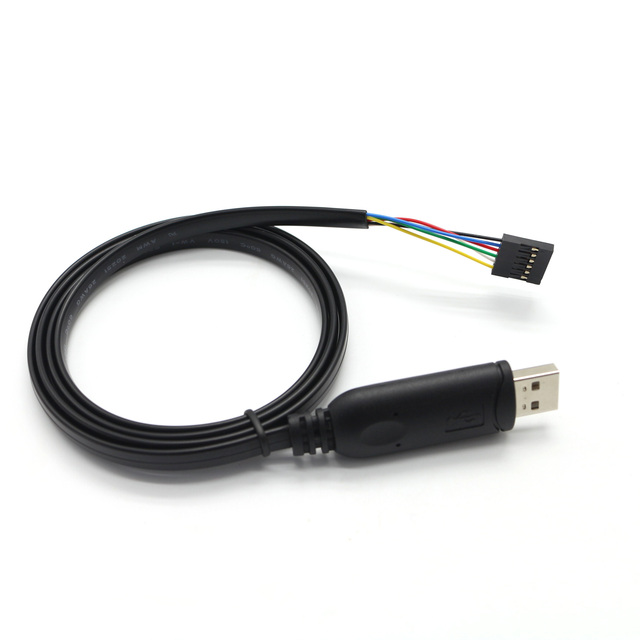 OEM/ODM FTDI FT232RL USB a to Dupont 6Pin TTL 3.3V/5V Flat Wire UART Cable for Computer Router GPS Debugging