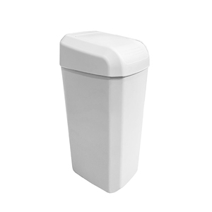 Bidone per rifiuti TROYA da 45 litri con coperchio oscillante. Bianco. Contenitore per rifiuti in plastica DENOX - Product Image 5