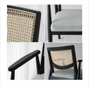 Chaise en <span class=keywords><strong>osier</strong></span> nordique en bois massif, chaise de loisirs de <span class=keywords><strong>bureau</strong></span> avec dossier, chaise de salle à manger simple pour maison d'hôtes - Product Image 5