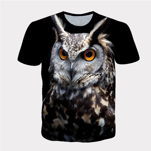 Free Shipping Águia feroz Impressão 3D T Shirt Unisex 3D Poliéster Coruja Manga Curta T Shirts