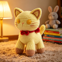Adorable petite poupée chat jaune personnalisable, jouet en peluche doux de dessin animé, vente en gros, peluche personnalisée