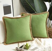 Housses de coussin de ferme-Toile de jute bordée de bords taillés sur mesure housses de coussin décoratives pour la décoration de la maison de lit