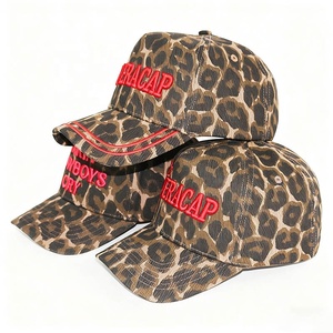 Damen Frauen Mädchen Männer Benutzer definierte 3D-Stickerei <span class=keywords><strong>Logo</strong></span> <span class=keywords><strong>Cheetah</strong></span> Leopard ein Rahmen zweifarbige Baseball kappe - Product Image 1